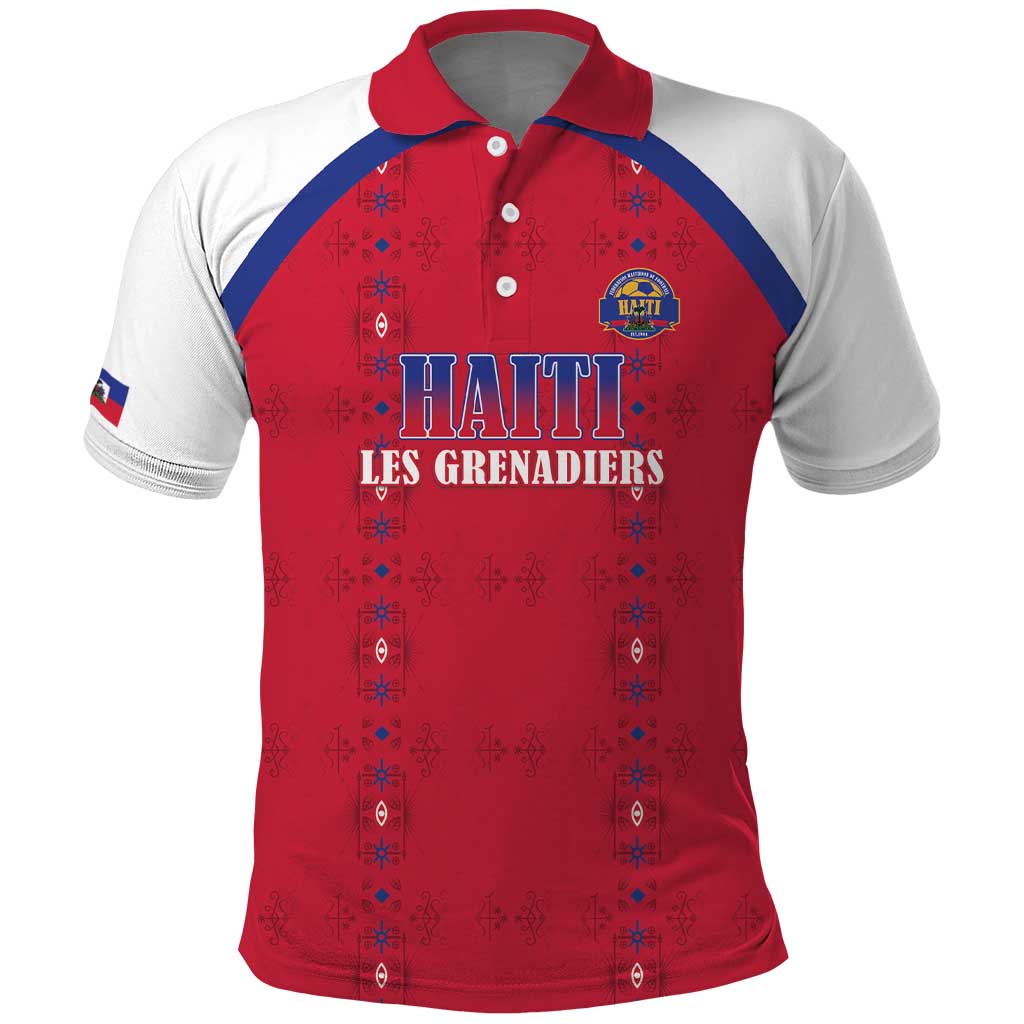 Custom Afro-Haitians Football Pride Polo Shirt Les Grenadiers Veve Vodou Red Version - African Pride