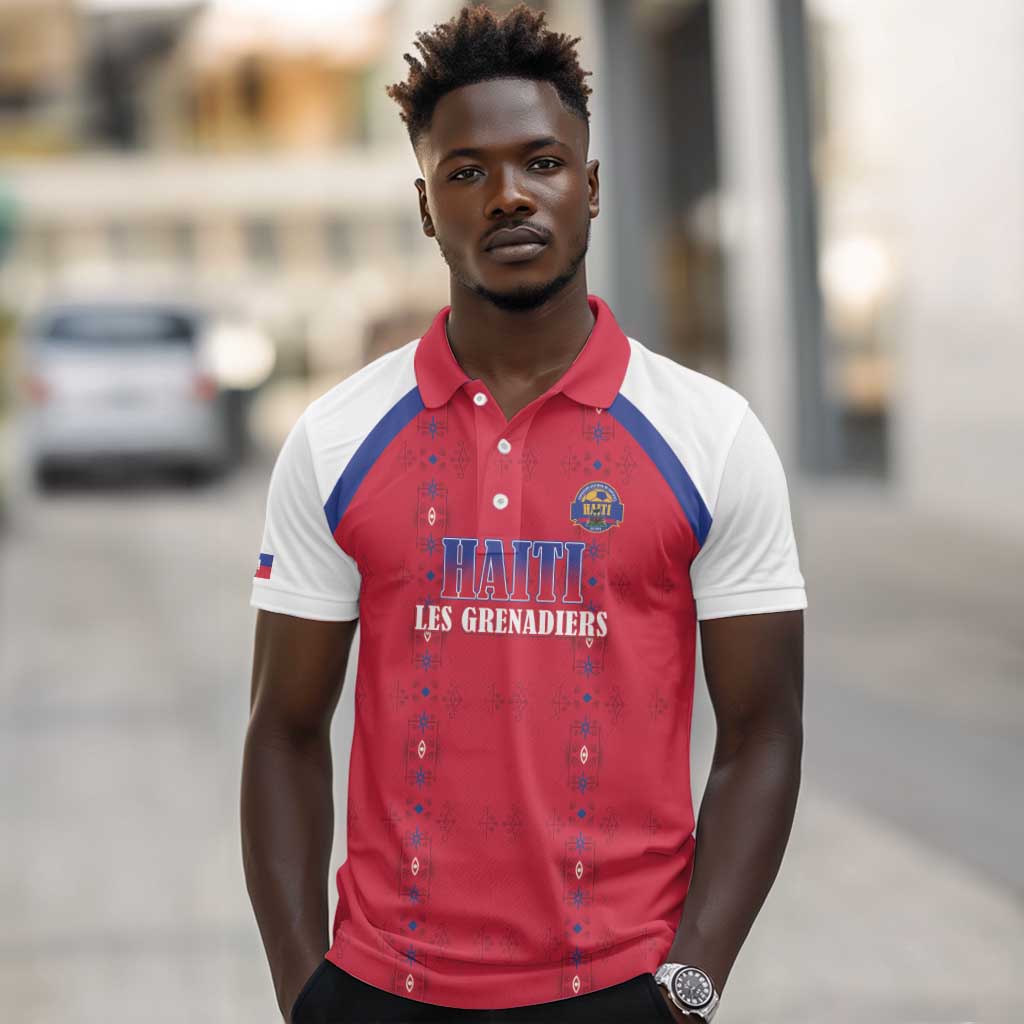 Custom Afro-Haitians Football Pride Polo Shirt Les Grenadiers Veve Vodou Red Version - African Pride