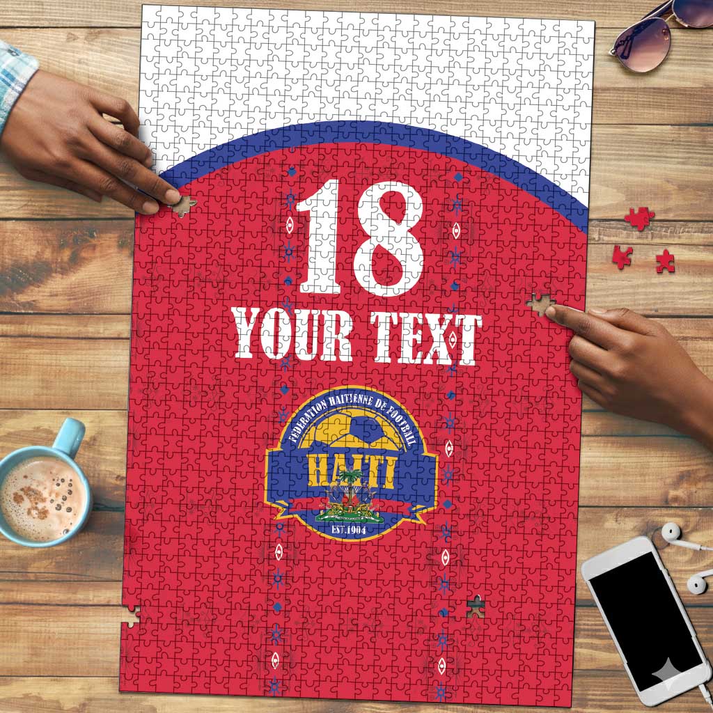 Custom Afro-Haitians Football Pride Puzzle Les Grenadiers Veve Vodou Red Version