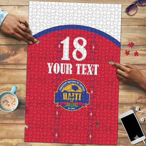 Custom Afro-Haitians Football Pride Puzzle Les Grenadiers Veve Vodou Red Version
