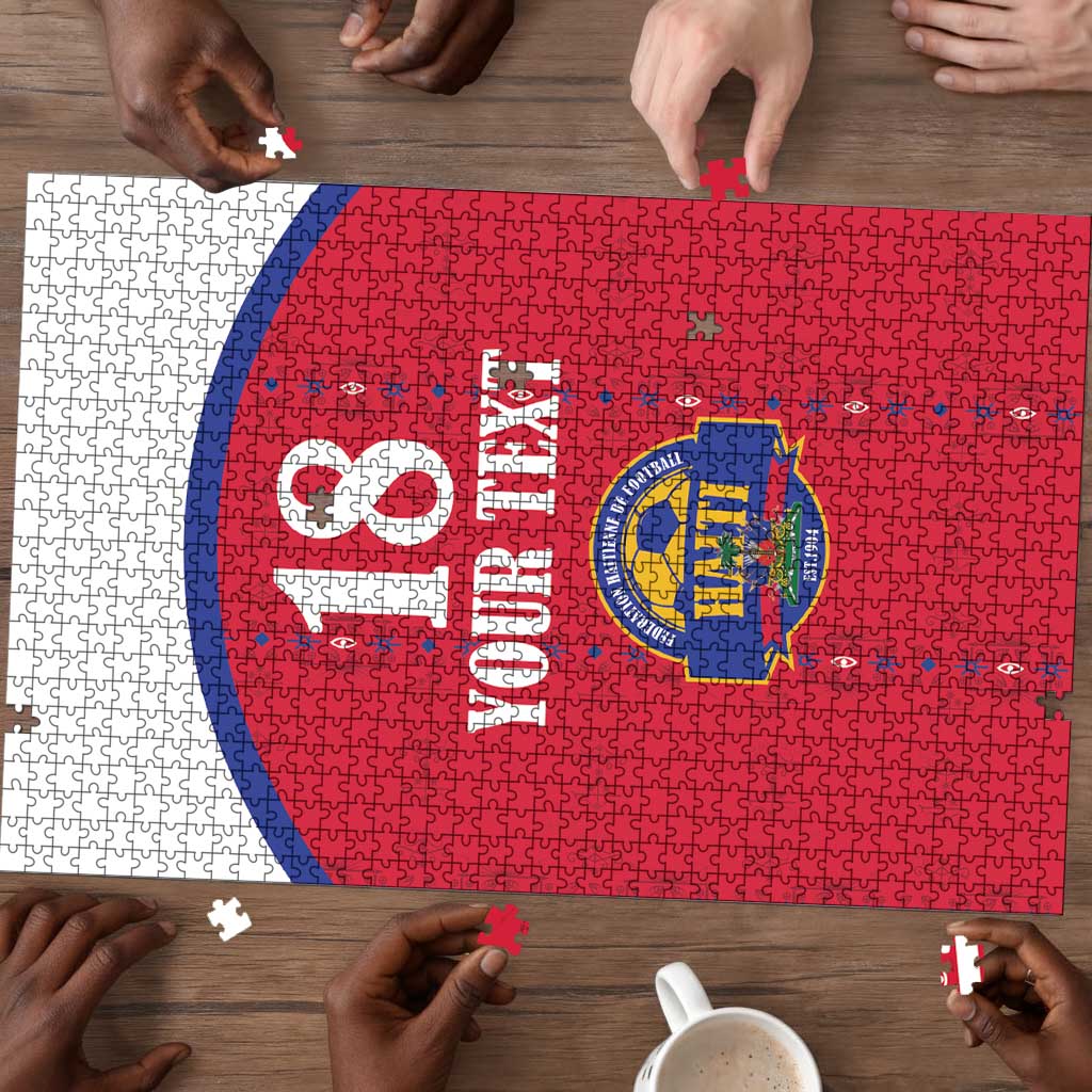 Custom Afro-Haitians Football Pride Puzzle Les Grenadiers Veve Vodou Red Version