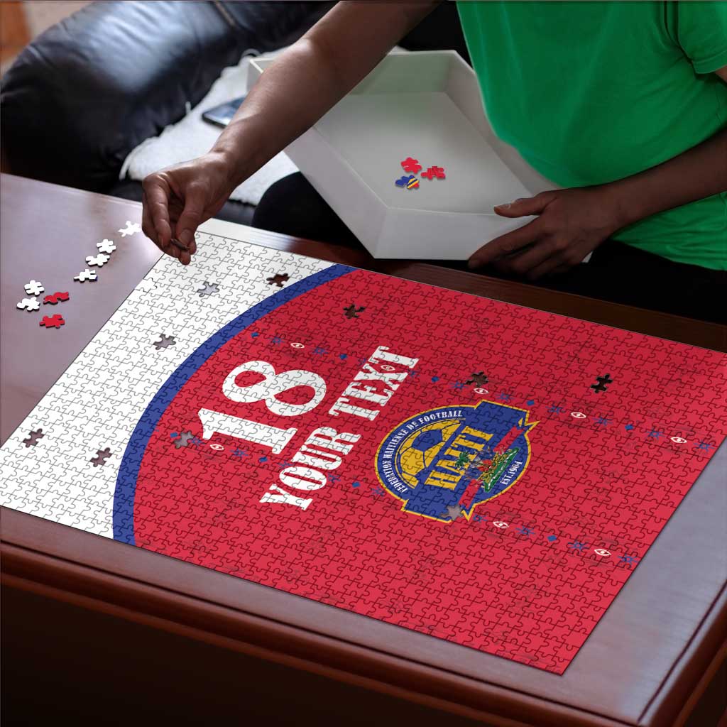 Custom Afro-Haitians Football Pride Puzzle Les Grenadiers Veve Vodou Red Version