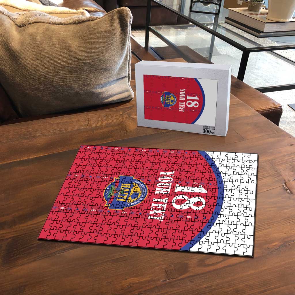 Custom Afro-Haitians Football Pride Puzzle Les Grenadiers Veve Vodou Red Version
