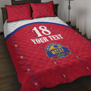 Custom Afro-Haitians Football Pride Quilt Bed Set Les Grenadiers Veve Vodou Red Version - African Pride