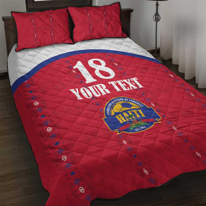 Custom Afro-Haitians Football Pride Quilt Bed Set Les Grenadiers Veve Vodou Red Version - African Pride