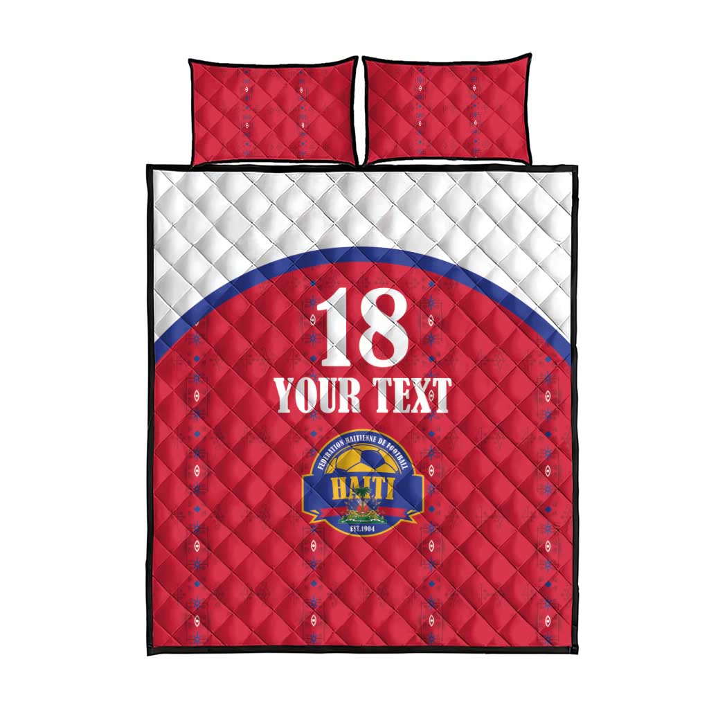 Custom Afro-Haitians Football Pride Quilt Bed Set Les Grenadiers Veve Vodou Red Version - African Pride