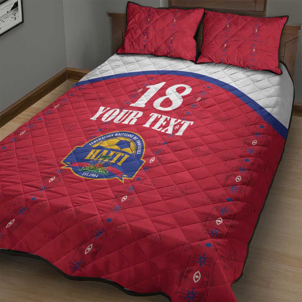 Custom Afro-Haitians Football Pride Quilt Bed Set Les Grenadiers Veve Vodou Red Version - African Pride