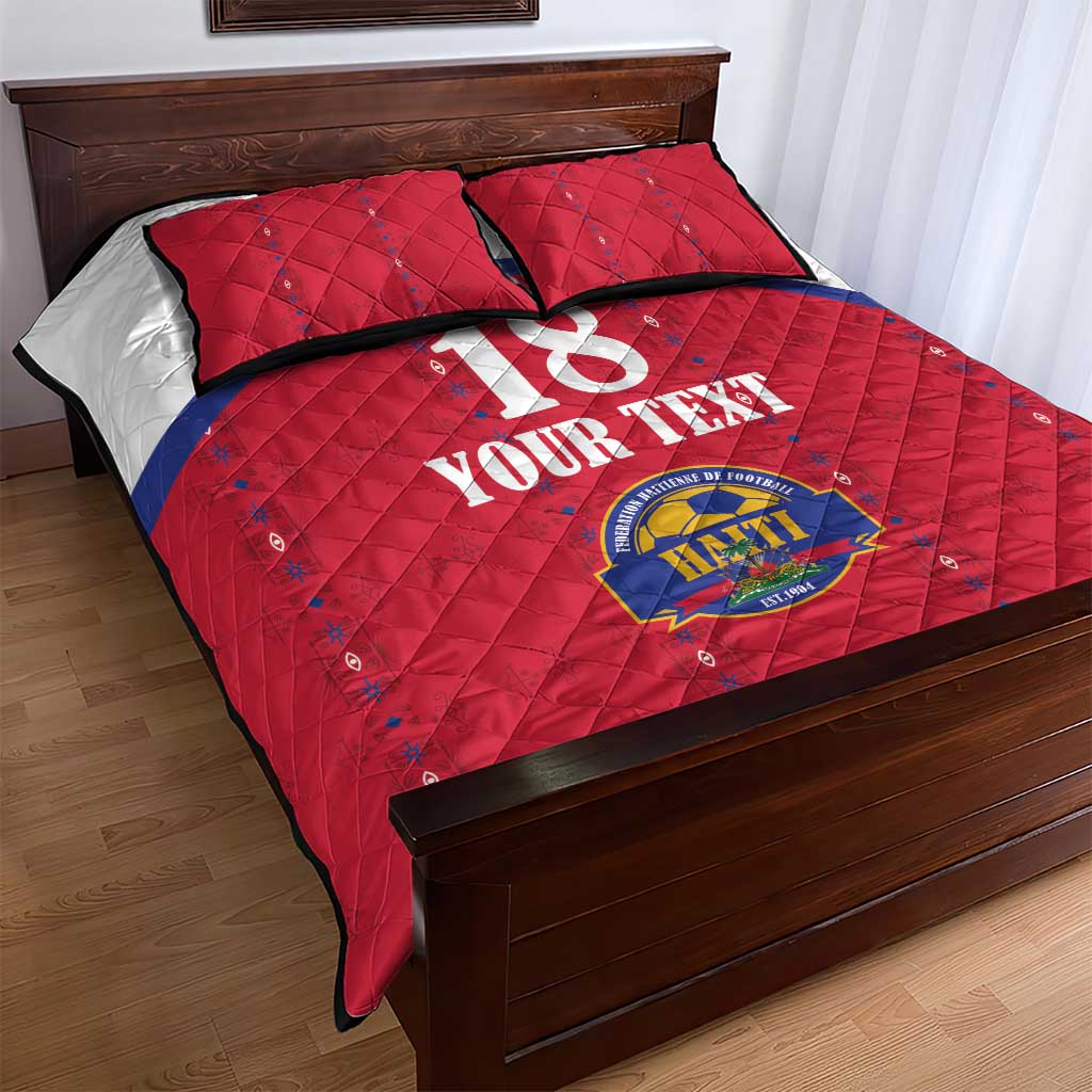 Custom Afro-Haitians Football Pride Quilt Bed Set Les Grenadiers Veve Vodou Red Version - African Pride