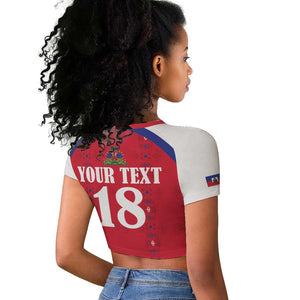 Custom Afro-Haitians Football Pride Raglan Cropped T shirt Les Grenadiers Veve Vodou Red Version - African Pride
