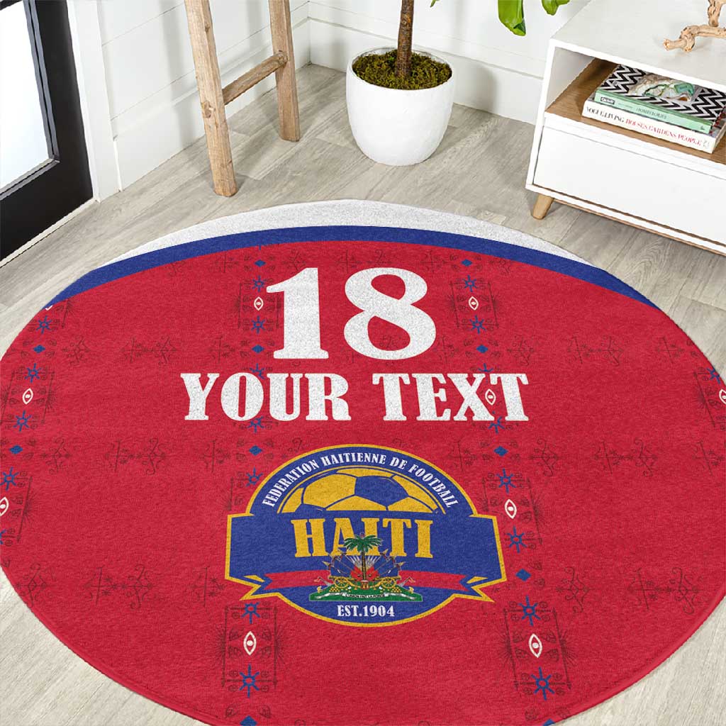 Custom Afro-Haitians Football Pride Round Carpet Les Grenadiers Veve Vodou Red Version - African Pride