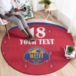Custom Afro-Haitians Football Pride Round Carpet Les Grenadiers Veve Vodou Red Version - African Pride
