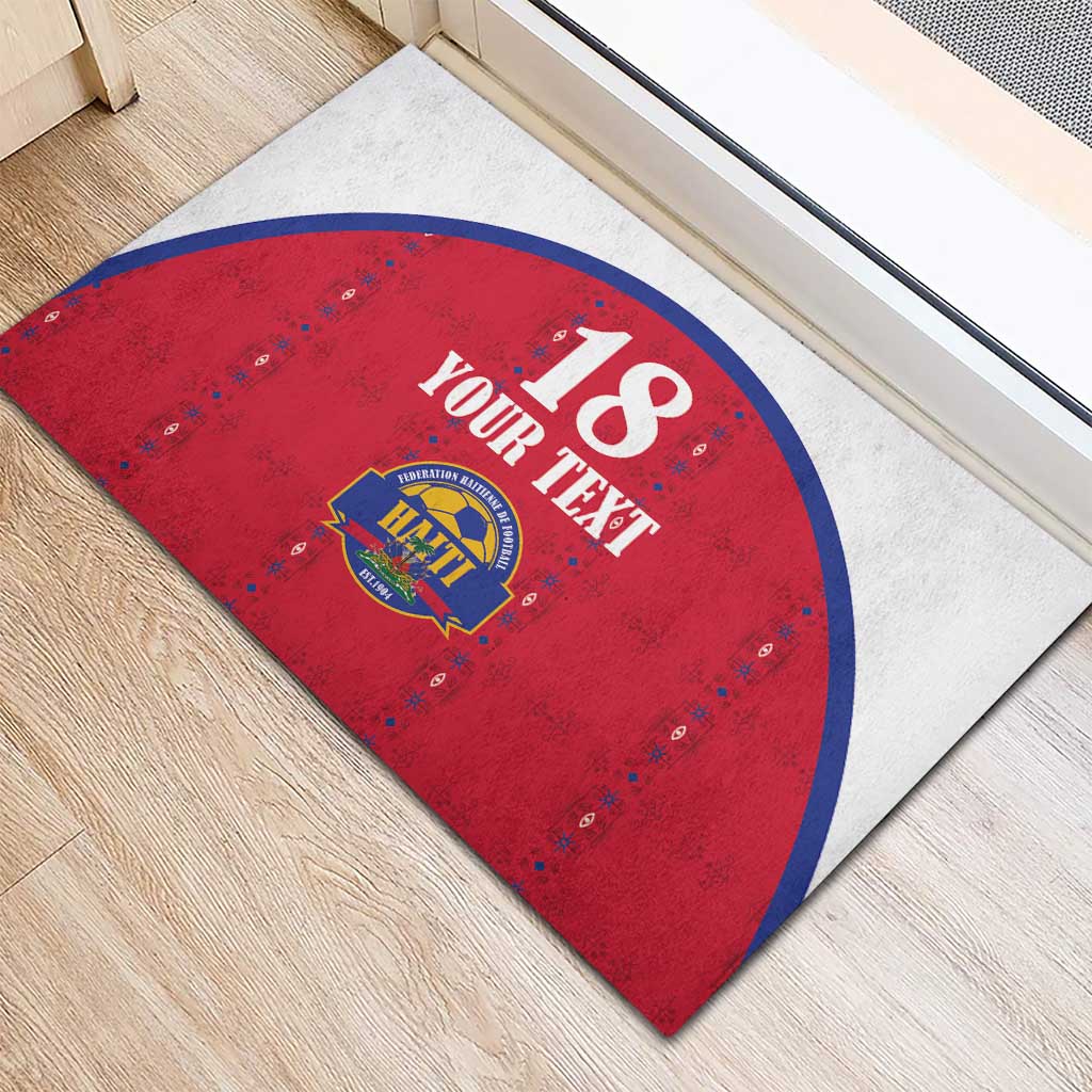 Custom Afro-Haitians Football Pride Rubber Doormat Les Grenadiers Veve Vodou Red Version - African Pride