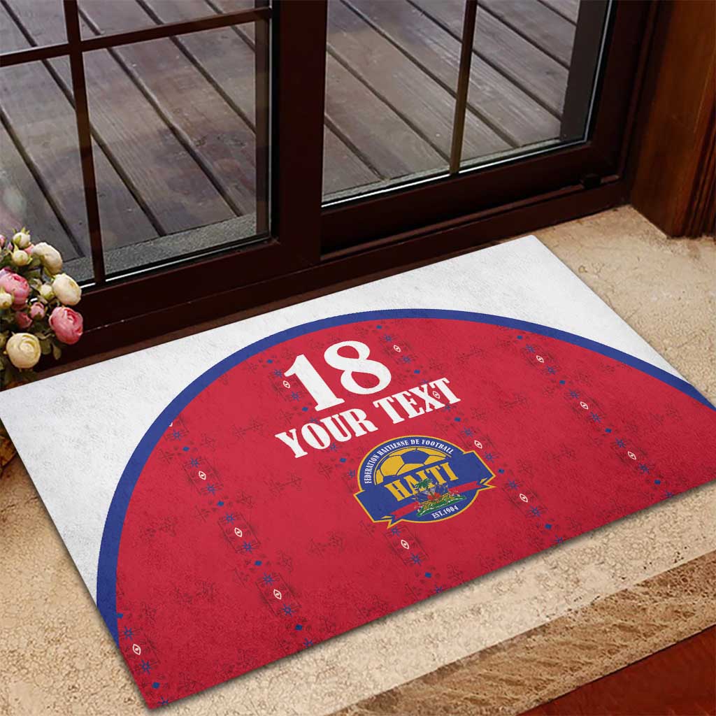 Custom Afro-Haitians Football Pride Rubber Doormat Les Grenadiers Veve Vodou Red Version - African Pride