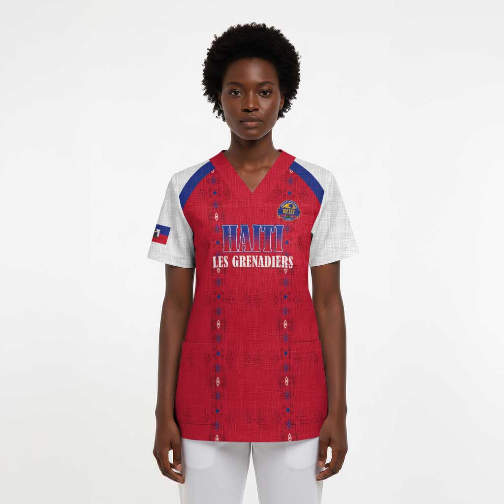 Custom Afro-Haitians Football Pride Scrub Top Les Grenadiers Veve Vodou Red Version - African Pride