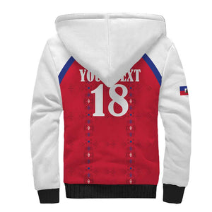 Custom Afro-Haitians Football Pride Sherpa Hoodie Les Grenadiers Veve Vodou Red Version - African Pride