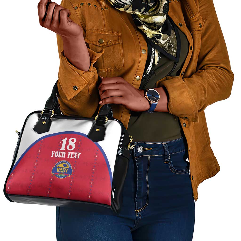 Custom Afro-Haitians Football Pride Shoulder Handbag Les Grenadiers Veve Vodou Red Version - African Pride