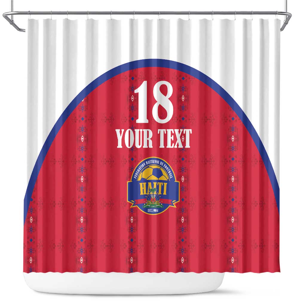 Custom Afro-Haitians Football Pride Shower Curtain Les Grenadiers Veve Vodou Red Version - African Pride