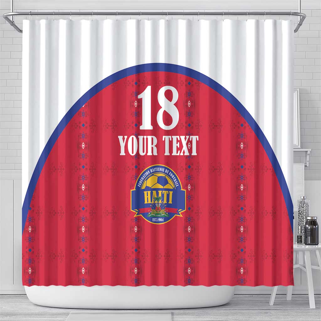 Custom Afro-Haitians Football Pride Shower Curtain Les Grenadiers Veve Vodou Red Version - African Pride