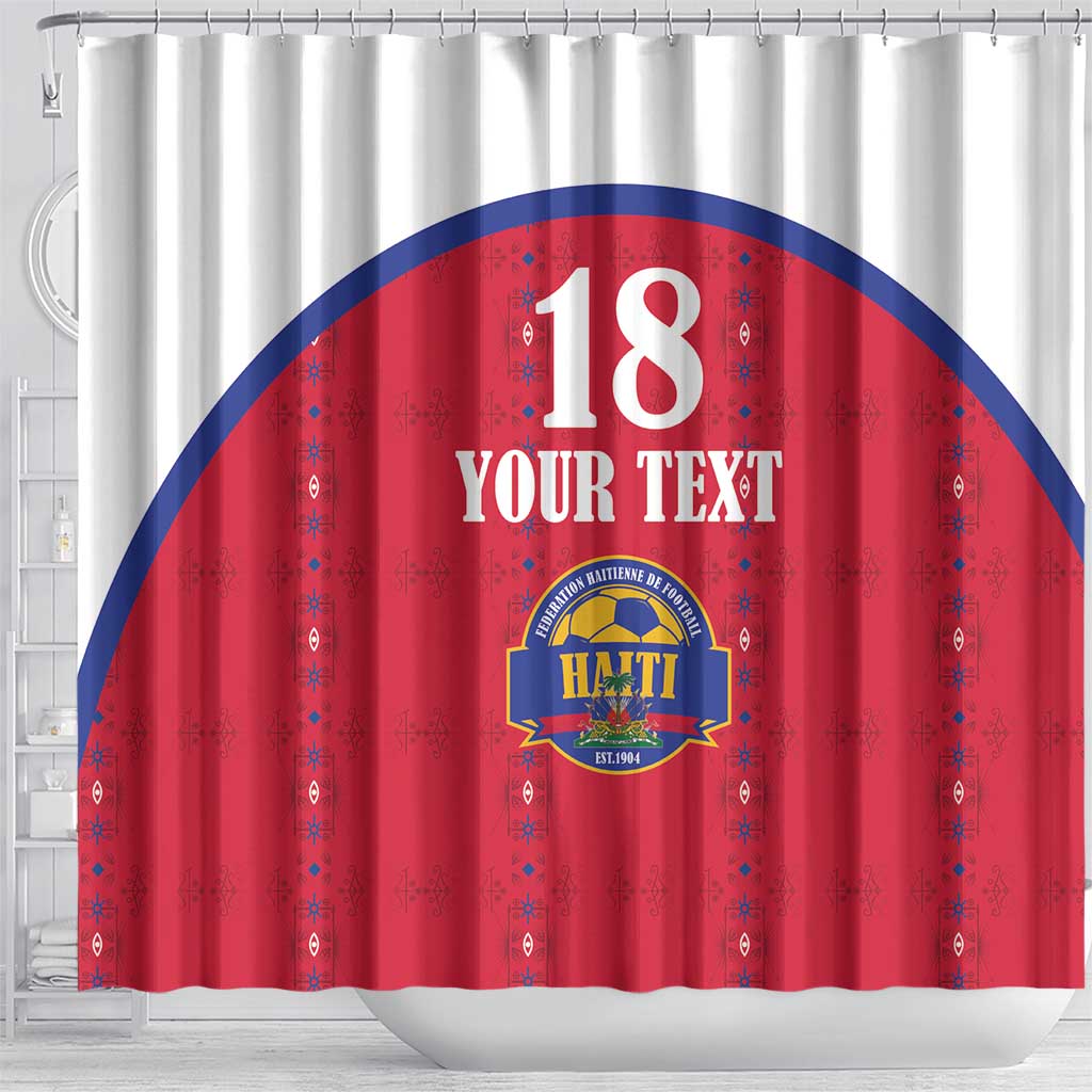 Custom Afro-Haitians Football Pride Shower Curtain Les Grenadiers Veve Vodou Red Version - African Pride