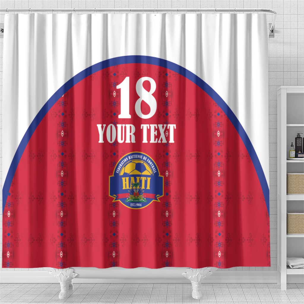 Custom Afro-Haitians Football Pride Shower Curtain Les Grenadiers Veve Vodou Red Version - African Pride