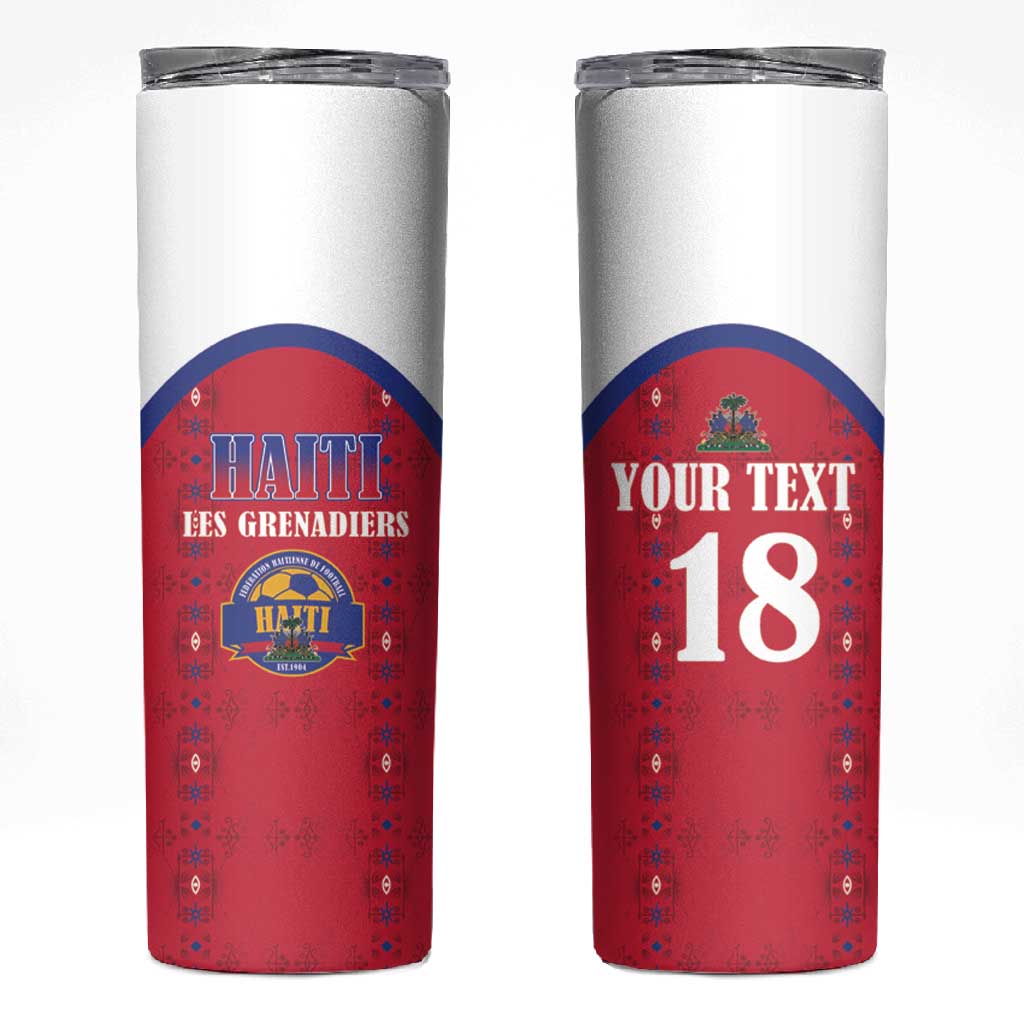 Custom Afro-Haitians Football Pride Skinny Tumbler Les Grenadiers Veve Vodou Red Version - African Pride