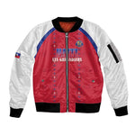 Custom Afro-Haitians Football Pride Sleeve Zip Bomber Jacket Les Grenadiers Veve Vodou Red Version - African Pride