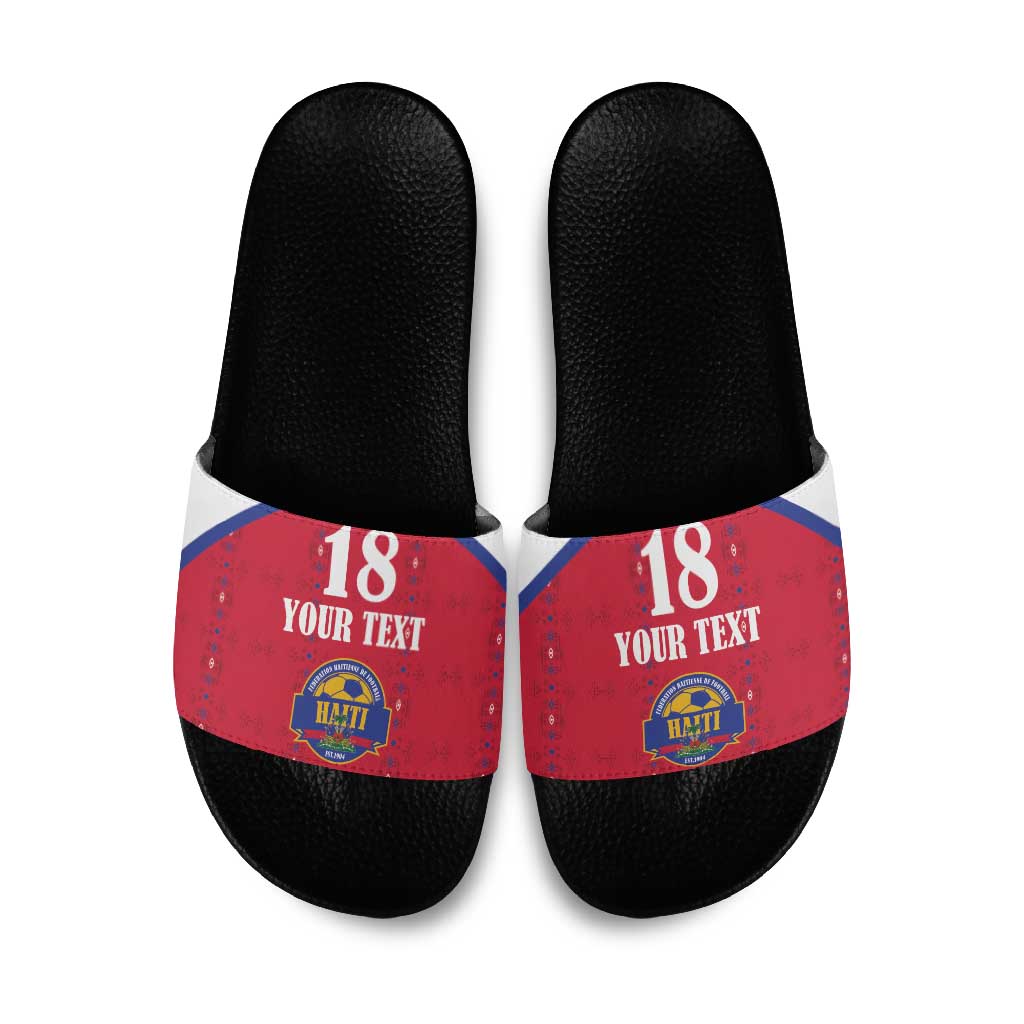Custom Afro-Haitians Football Pride Slide Sandals Les Grenadiers Veve Vodou Red Version