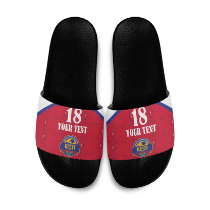 Custom Afro-Haitians Football Pride Slide Sandals Les Grenadiers Veve Vodou Red Version