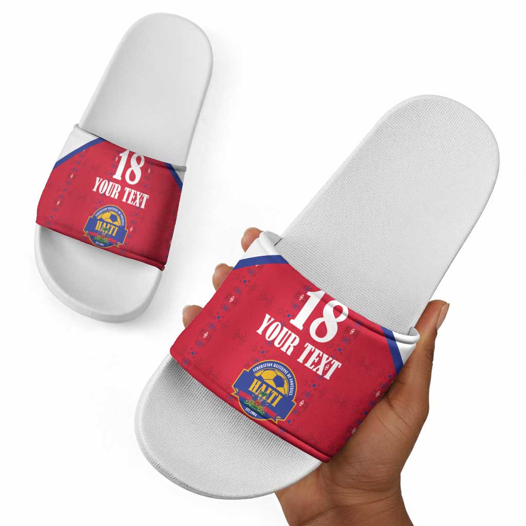 Custom Afro-Haitians Football Pride Slide Sandals Les Grenadiers Veve Vodou Red Version
