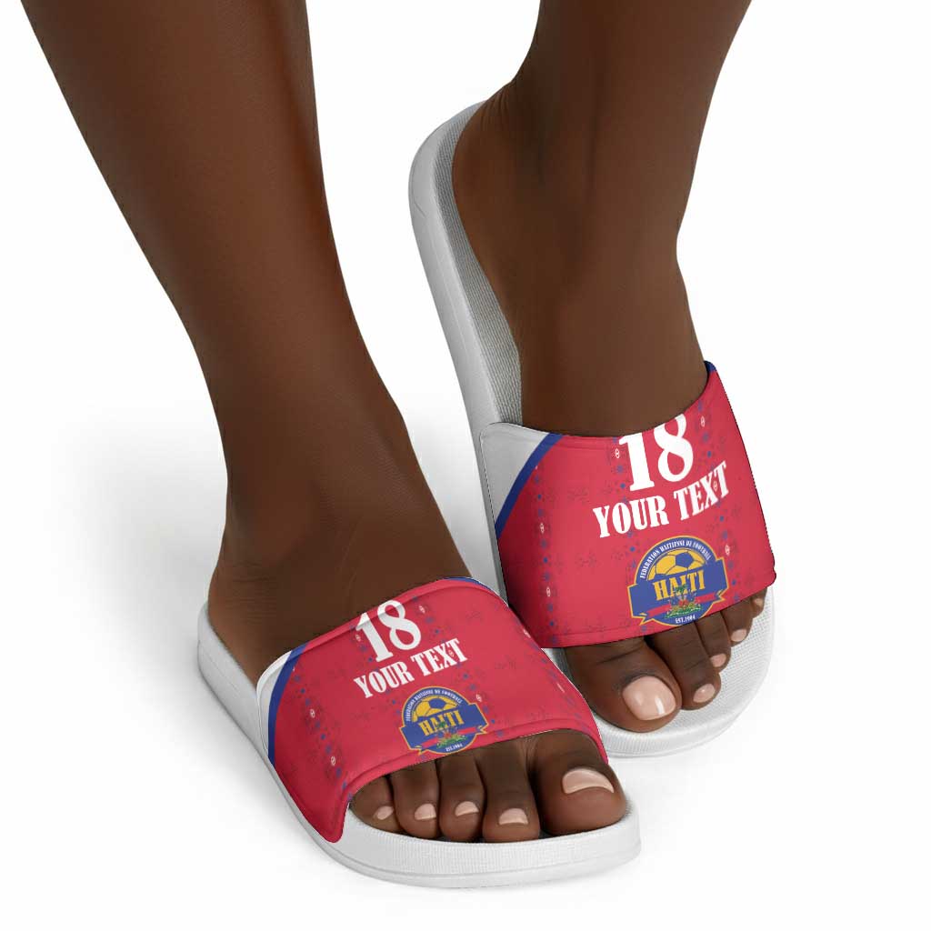 Custom Afro-Haitians Football Pride Slide Sandals Les Grenadiers Veve Vodou Red Version