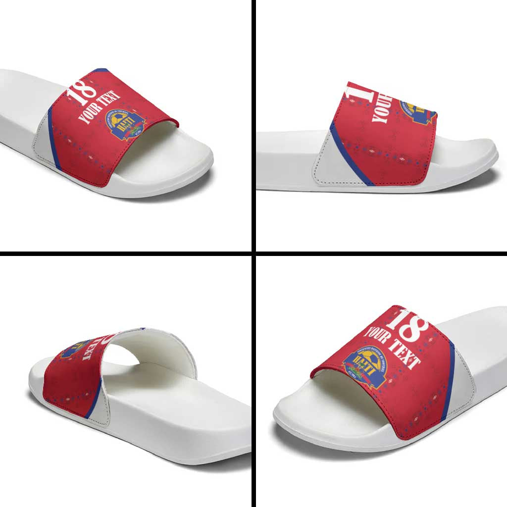 Custom Afro-Haitians Football Pride Slide Sandals Les Grenadiers Veve Vodou Red Version