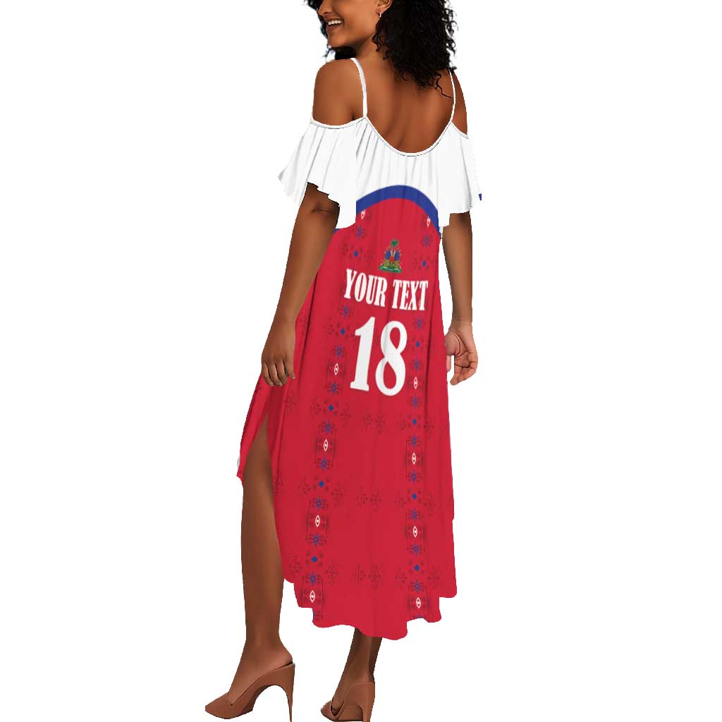 Custom Afro-Haitians Football Pride Summer Maxi Dress Les Grenadiers Veve Vodou Red Version - African Pride