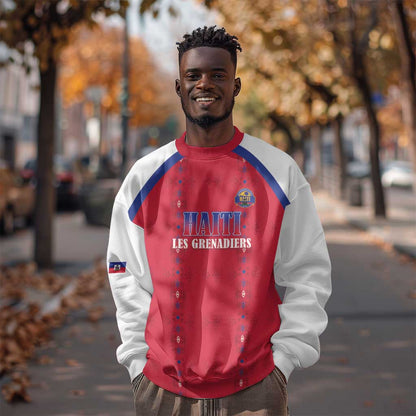 Custom Afro-Haitians Football Pride Sweatshirt Les Grenadiers Veve Vodou Red Version - African Pride
