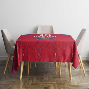 Custom Afro-Haitians Football Pride Tablecloth Les Grenadiers Veve Vodou Red Version - African Pride