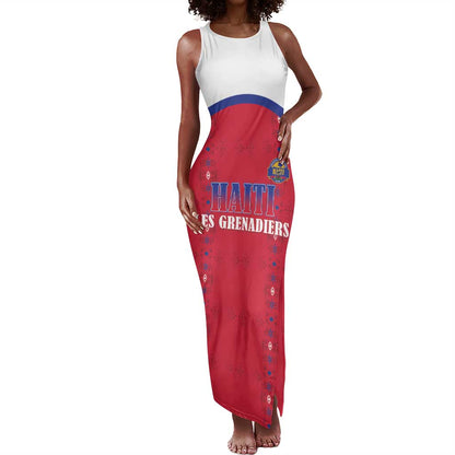Custom Afro-Haitians Football Pride Tank Maxi Dress Les Grenadiers Veve Vodou Red Version - African Pride