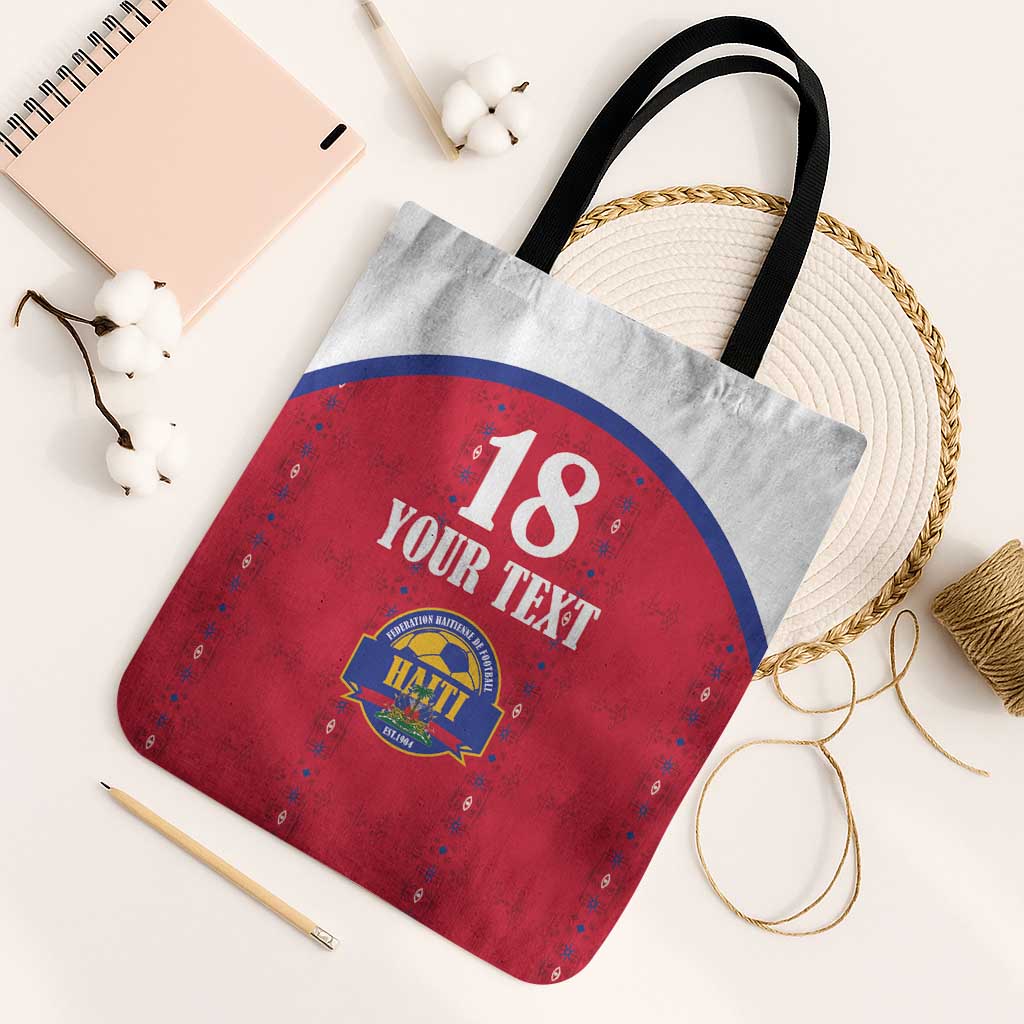 Custom Afro-Haitians Football Pride Tote Bag Les Grenadiers Veve Vodou Red Version