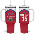 Custom Afro-Haitians Football Pride Tumbler With Handle Les Grenadiers Veve Vodou Red Version - African Pride