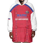 Custom Afro-Haitians Football Pride Wearable Blanket Hoodie Les Grenadiers Veve Vodou Red Version - African Pride