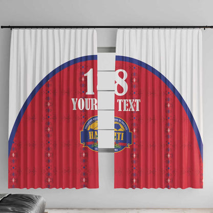 Custom Afro-Haitians Football Pride Window Curtain Les Grenadiers Veve Vodou Red Version - African Pride