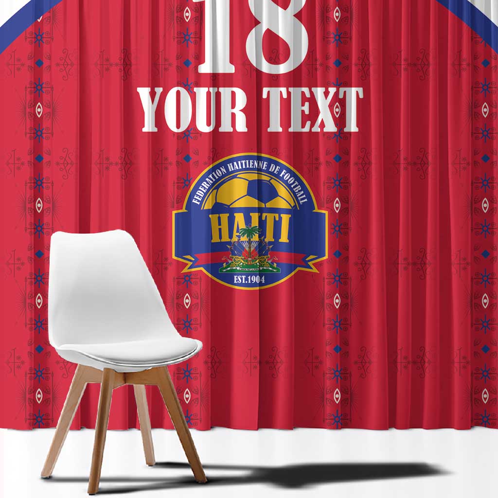 Custom Afro-Haitians Football Pride Window Curtain Les Grenadiers Veve Vodou Red Version - African Pride