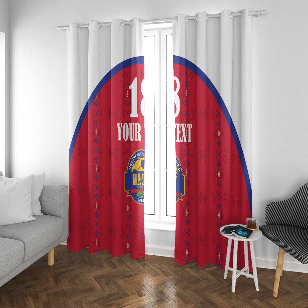 Custom Afro-Haitians Football Pride Window Curtain Les Grenadiers Veve Vodou Red Version - African Pride