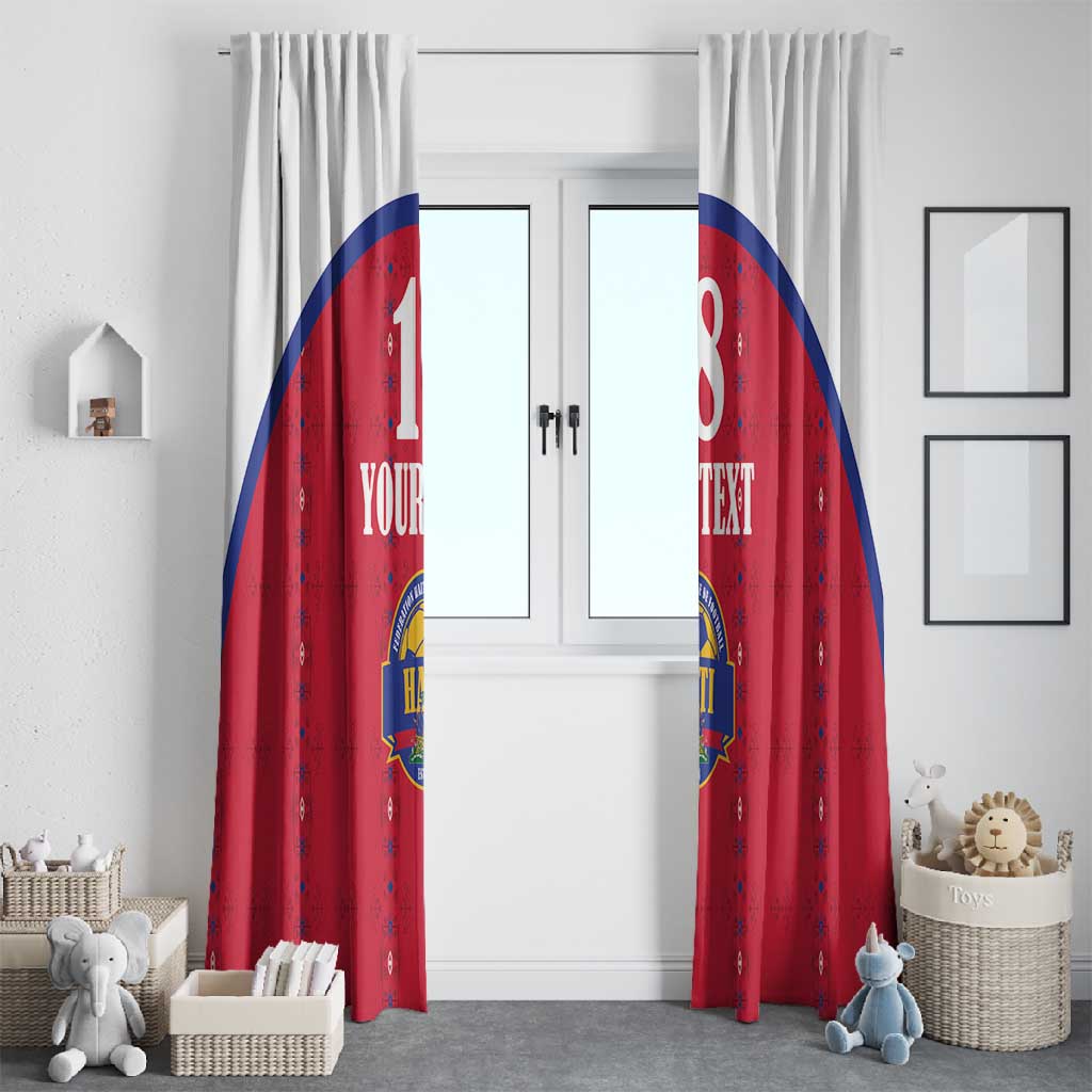 Custom Afro-Haitians Football Pride Window Curtain Les Grenadiers Veve Vodou Red Version - African Pride