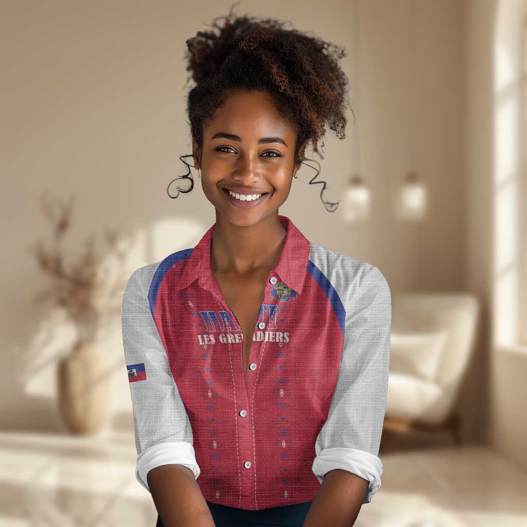 Custom Afro-Haitians Football Pride Women Casual Shirt Les Grenadiers Veve Vodou Red Version - African Pride