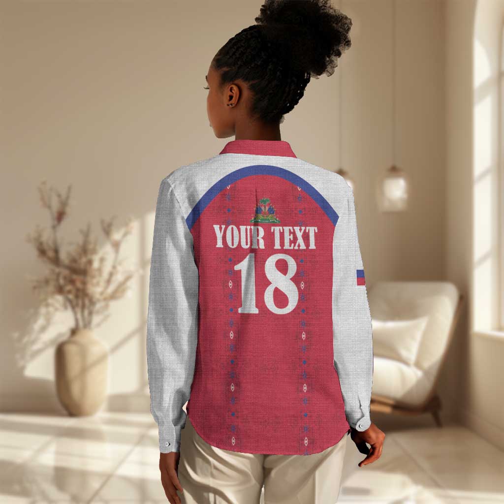 Custom Afro-Haitians Football Pride Women Casual Shirt Les Grenadiers Veve Vodou Red Version - African Pride