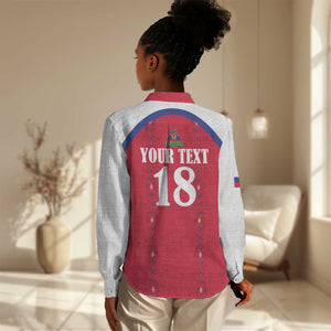 Custom Afro-Haitians Football Pride Women Casual Shirt Les Grenadiers Veve Vodou Red Version - African Pride