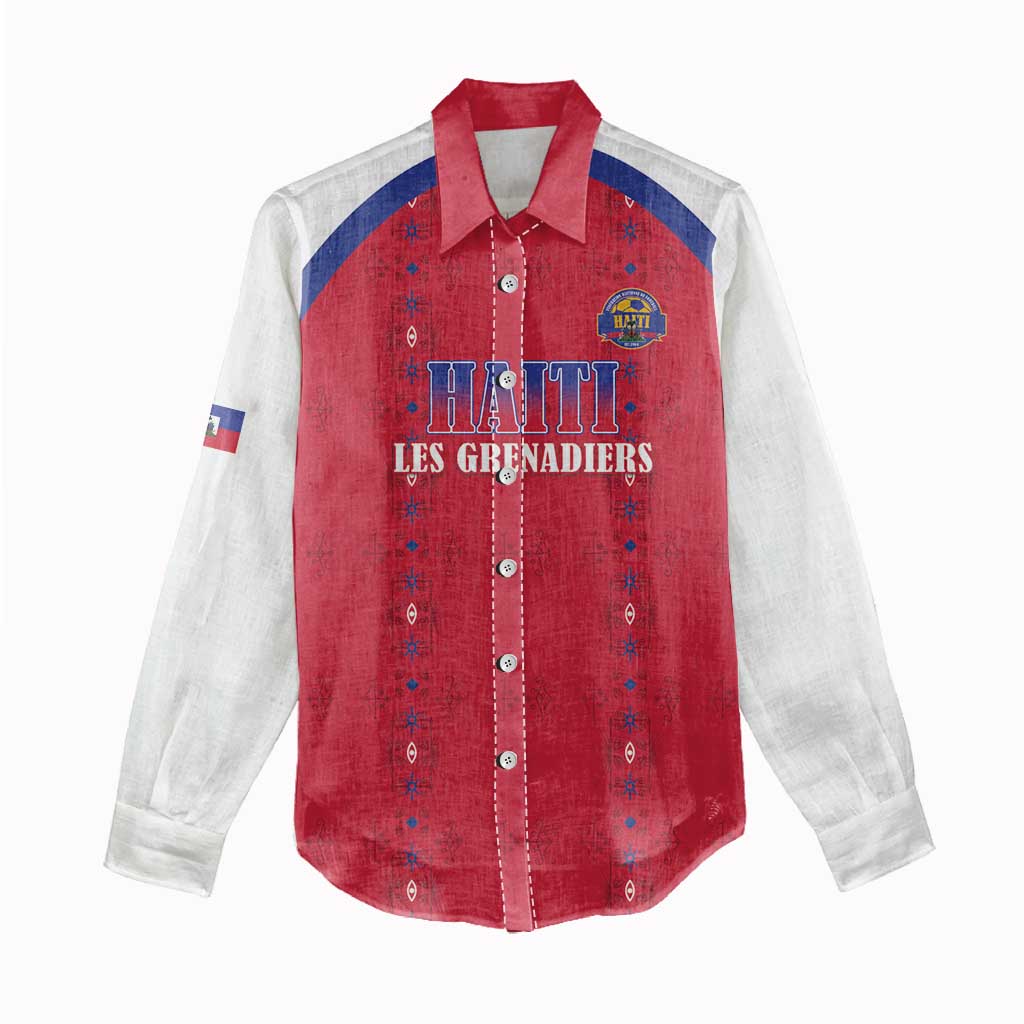 Custom Afro-Haitians Football Pride Women Casual Shirt Les Grenadiers Veve Vodou Red Version - African Pride