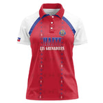 Custom Afro-Haitians Football Pride Women Polo Shirt Les Grenadiers Veve Vodou Red Version - African Pride
