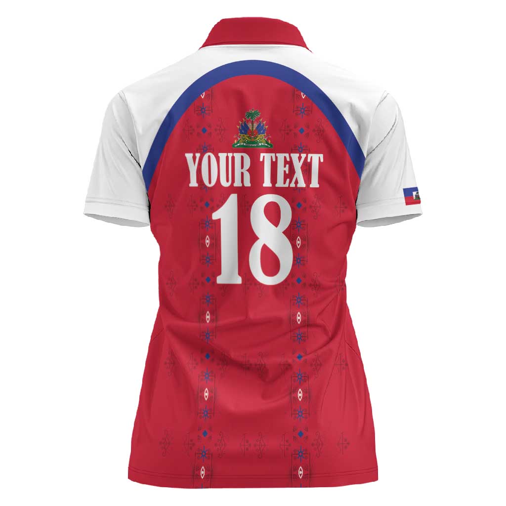 Custom Afro-Haitians Football Pride Women Polo Shirt Les Grenadiers Veve Vodou Red Version - African Pride