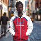 Custom Afro-Haitians Football Pride Zip Hoodie Les Grenadiers Veve Vodou Red Version - African Pride