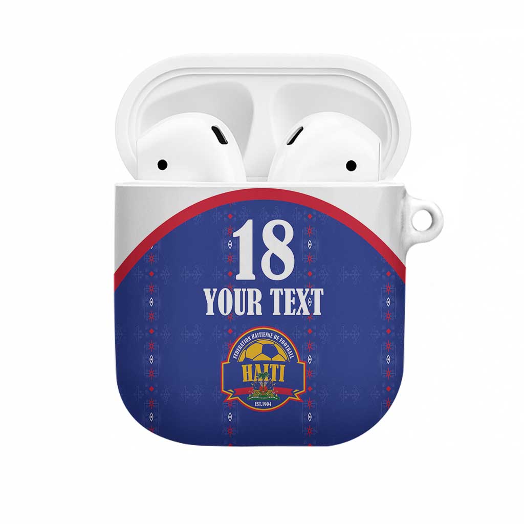 Custom Afro-Haitians Football Pride AirPods Case Les Grenadiers Veve Vodou Blue Version